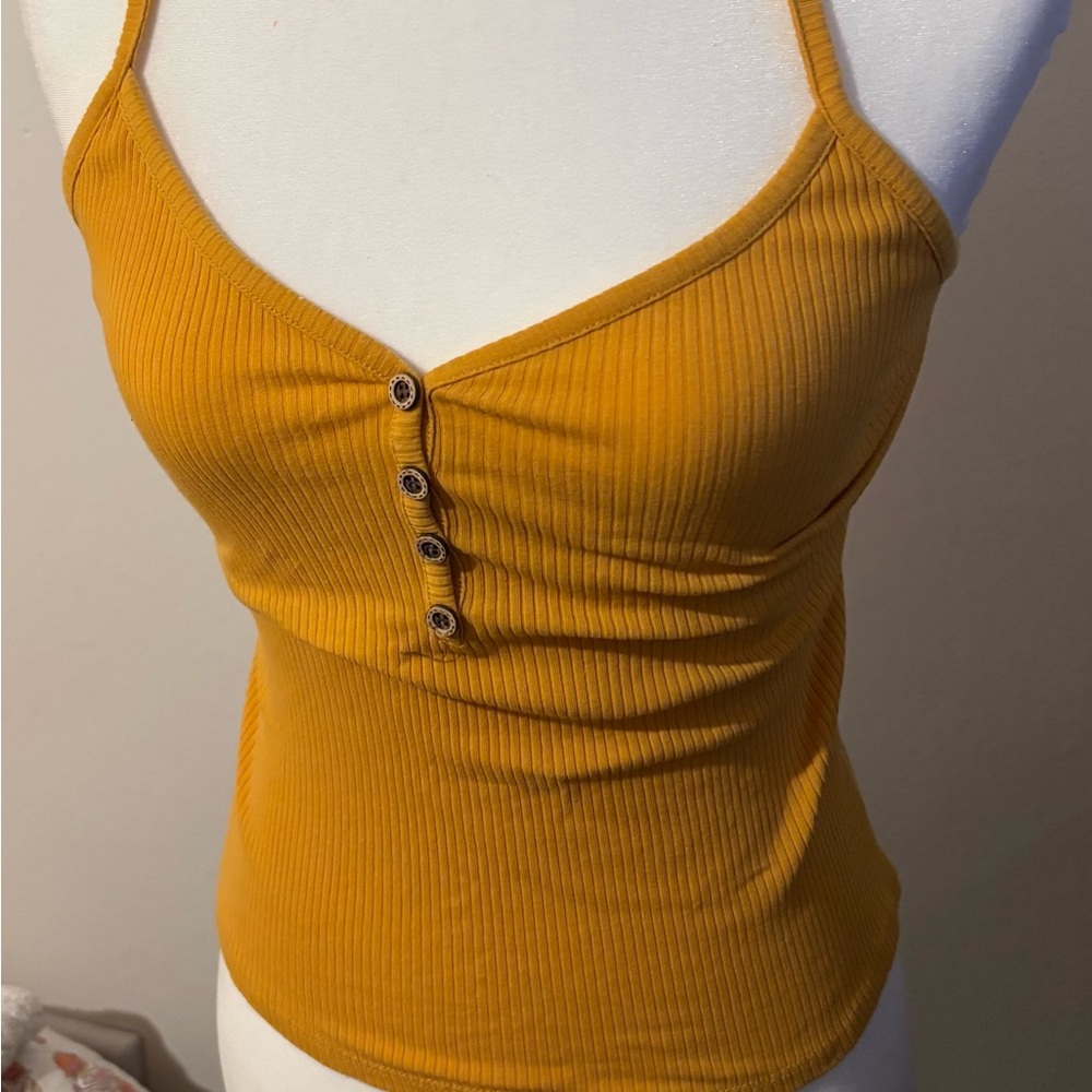 Active USA Mustard Button-Up Ribbed Camisole